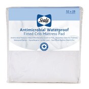 Wholesale - 52"x28" SEALY WHITE FITTED CRIB MATTRESS PAD C/P 2, UPC: 031878268018